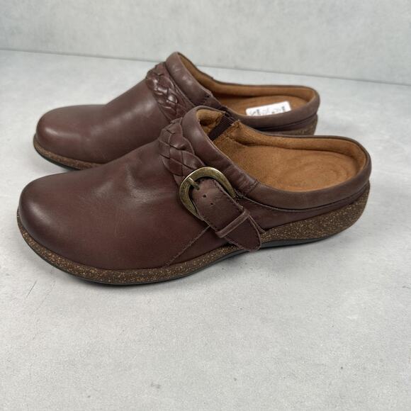 Aetrex Clog Shoes Womens Size 8 Brown Leather Braided Buckle Slip On Comfort - Picture 5 of 14